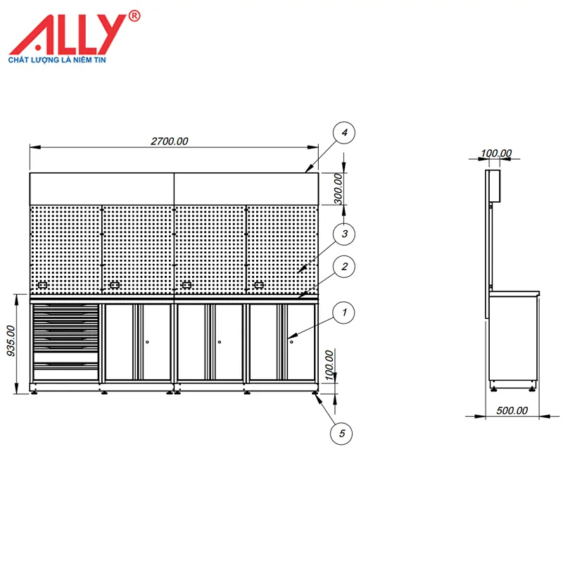 Hệ tủ chăm sóc xe ALLY RUPES 4 Hệ tủ chăm sóc xe ALLY RUPES