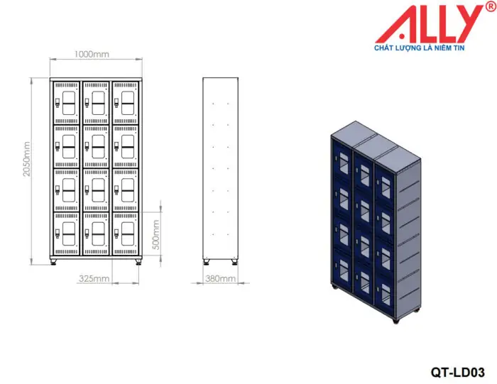 Tủ để nón giày bảo hộ lao động ALLY QT-LD03 2 Tủ để nón giày bảo hộ lao động ALLY QT-LD03