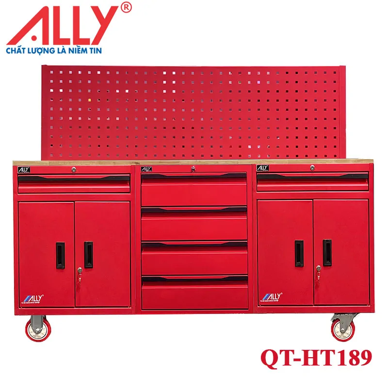 Bộ 3 tủ dụng cụ mặt gỗ có bảng treo ALLY QT-HT189 1 Bộ 3 tủ dụng cụ mặt gỗ có bảng treo ALLY QT-HT189